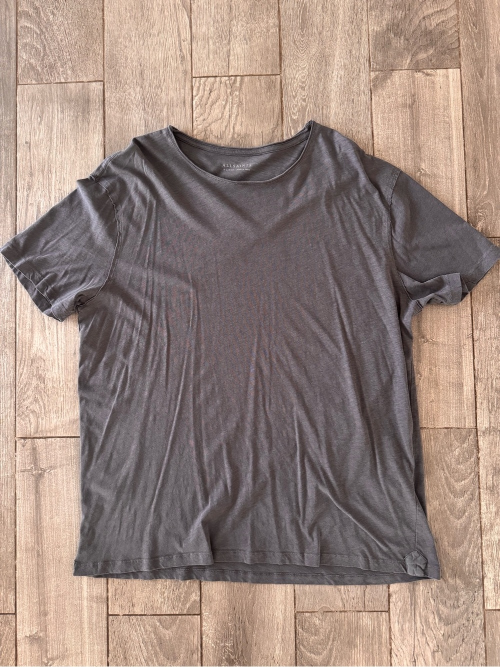 All Saints Men’s Short Sleeve Crew T-Shirt in Charcoal